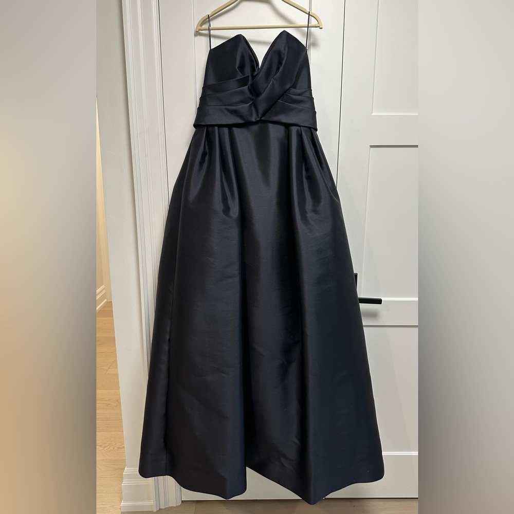 Audrey + Brookes French Blue Silk Wool Evening Gown